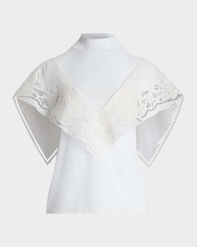 Hollins Lace-Ruffle Cotton Voile Top